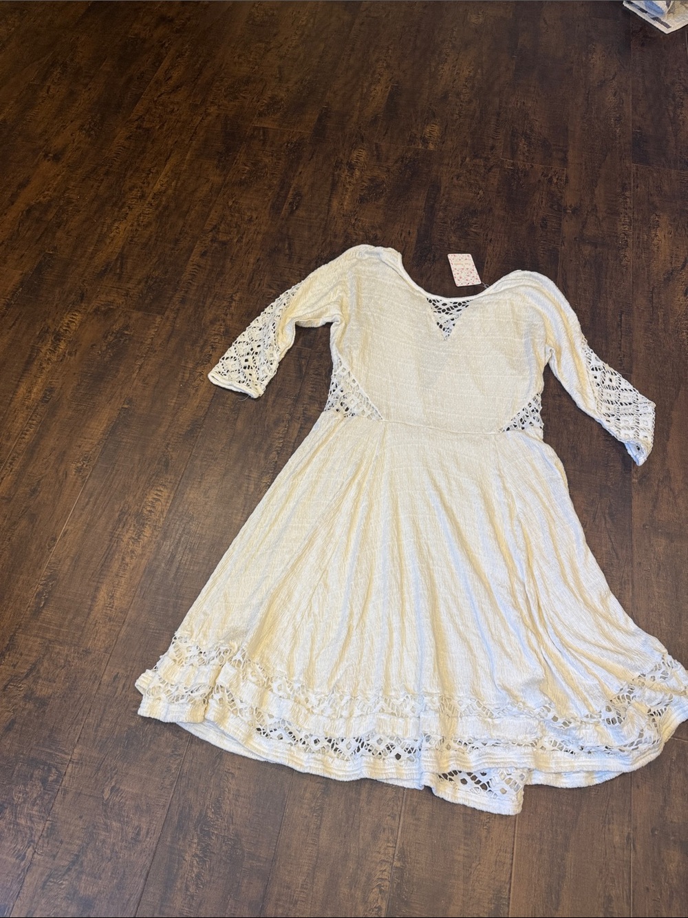 Free People Cream Lace Fit & Flare Dress